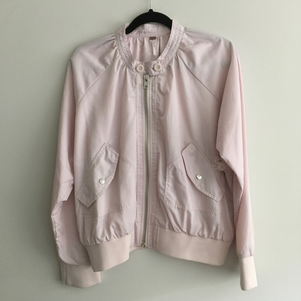 NWOT Free People Midnight Blush Pink Bomber Jacket - Picture 2 of 4